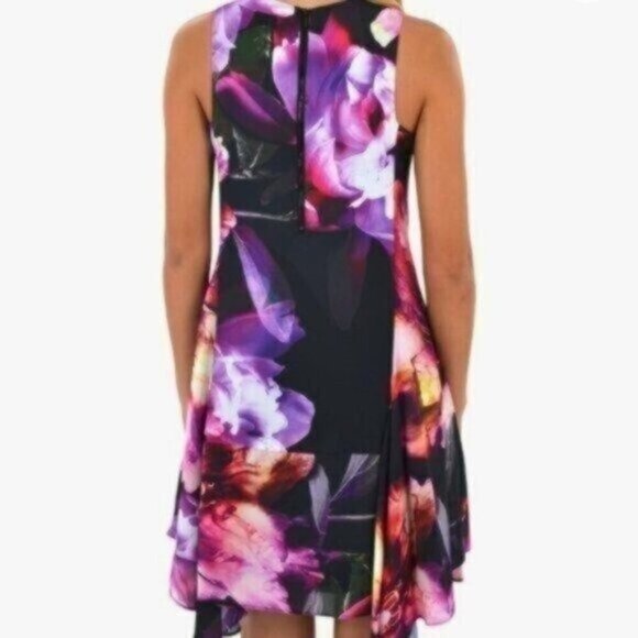 NWT Julia Jordan Abstract Floral Sleeveless Hanky Hem Dress - Picture 2 of 5